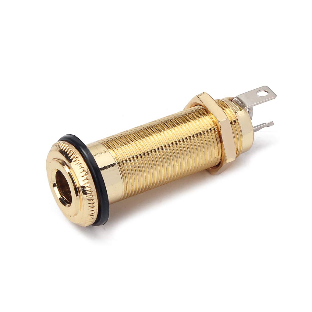 Ogdni Electric Guitar Bass 1/4Inch Barrel Jack Cylinder Input/Output Mono Active Long Threaded Jack Socket Guitar Parts & Access
