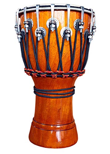 Gt Manufacturers Free Style Rope Tuned Djembe Drum (8 Head) - Musical Instrument, Percussion Hand Drum With Cover (Yellow)
