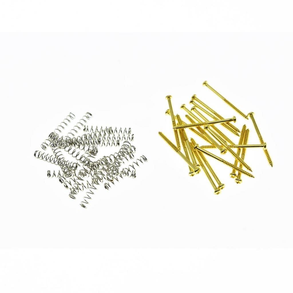 Kaish Pack Of 20 Bass Guitar Pickup Mounting Screws Pickup Springs For Precision P Bass Or J Bass Or P90 Soap Bar Pickups Gold