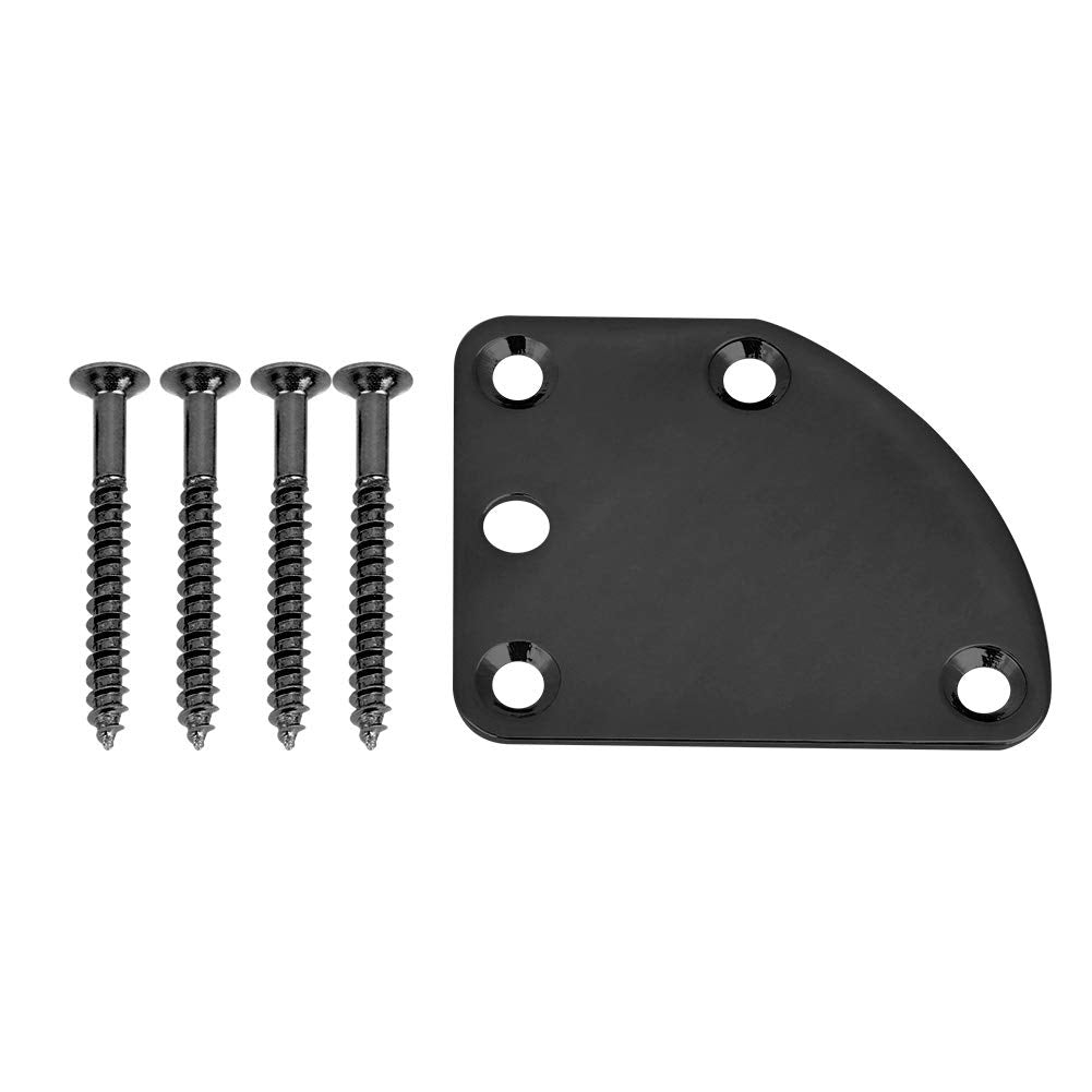Guitar Neck Plate, 5-Hole Neck Plate for Deluxe Style ST Electric Guitar DIY Replacement Parts(Black)