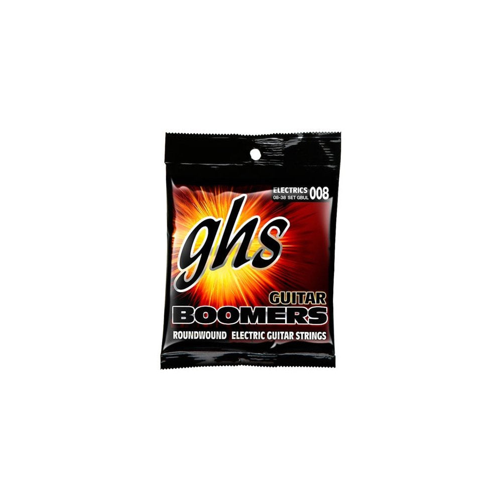 Ghs Strings Guitar Boomers, Nickel Plated Electric Guitar Strings, Gbul Set - Ultra Light (8-38)
