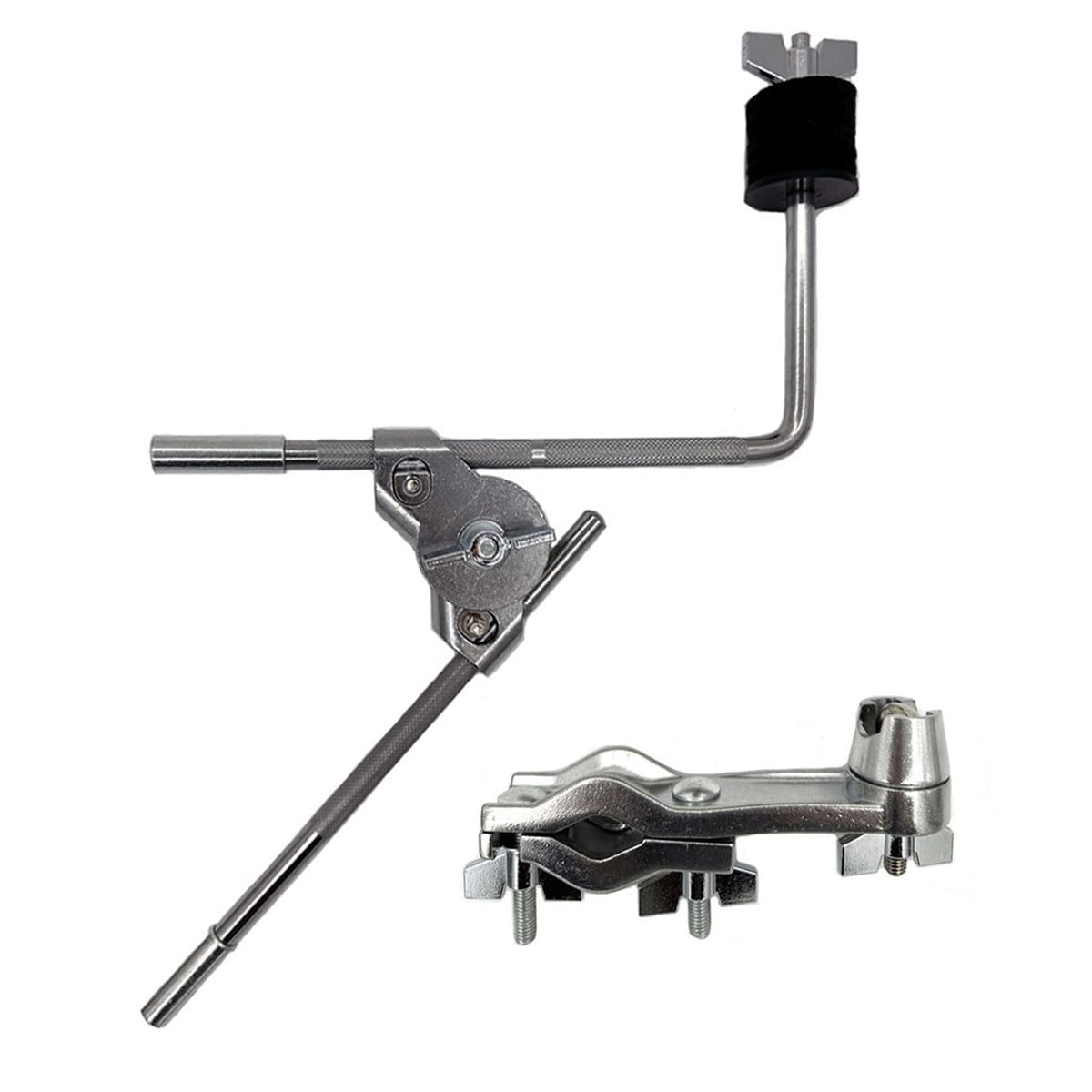 TUOREN Cymbal Boom Arm with 360 Rotating Multi-Clamp Short Extension Rod, Cymbal L-Arm Rod Holder Attachment Compatible with PDP