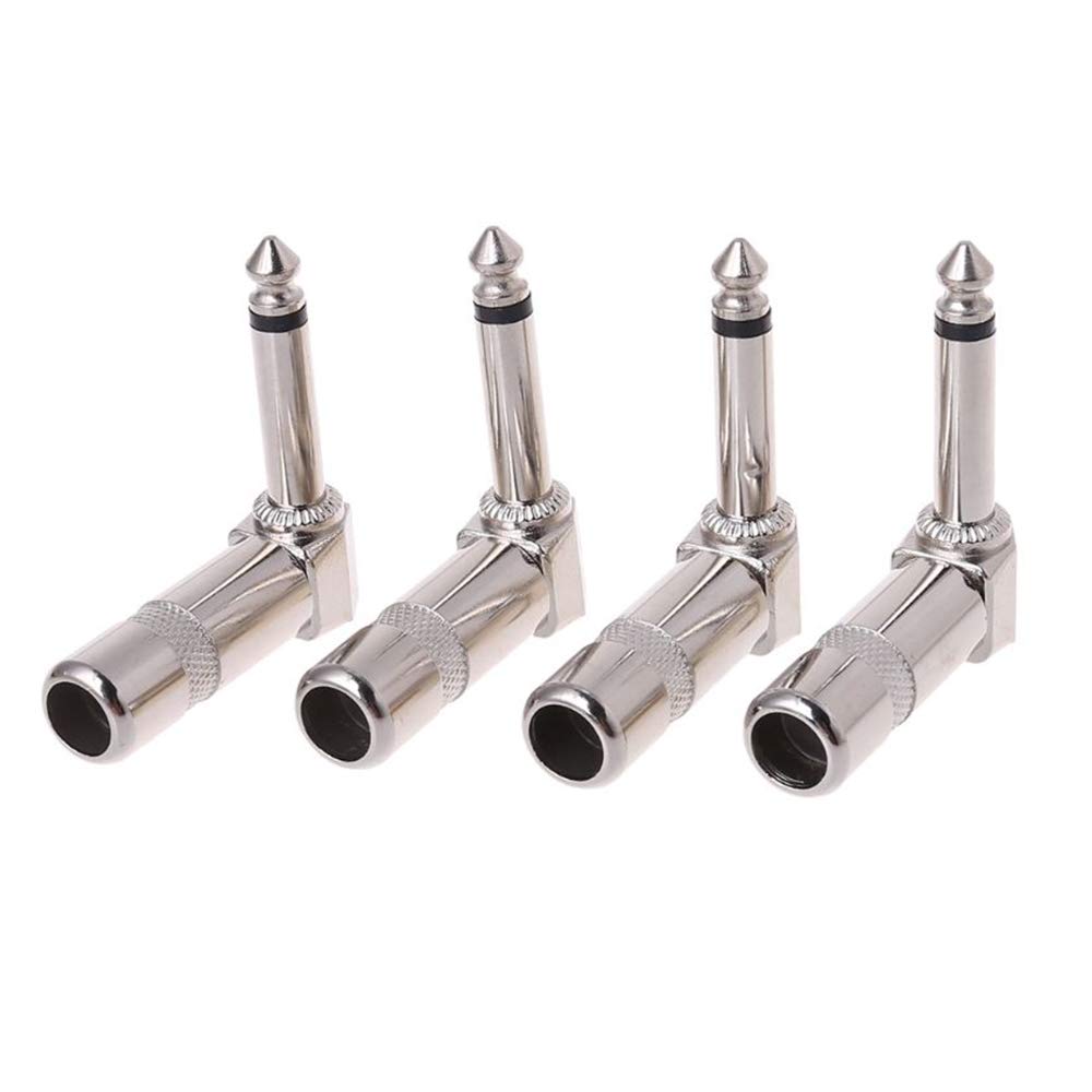 Fdealz [ 4 Pieces ] Right Angle 1/4 Ts Mono Phone Plug Guitar Audio Connector 6.35Mm Jack ; 6.35Mm Mono Audio 90 Degree Connecto