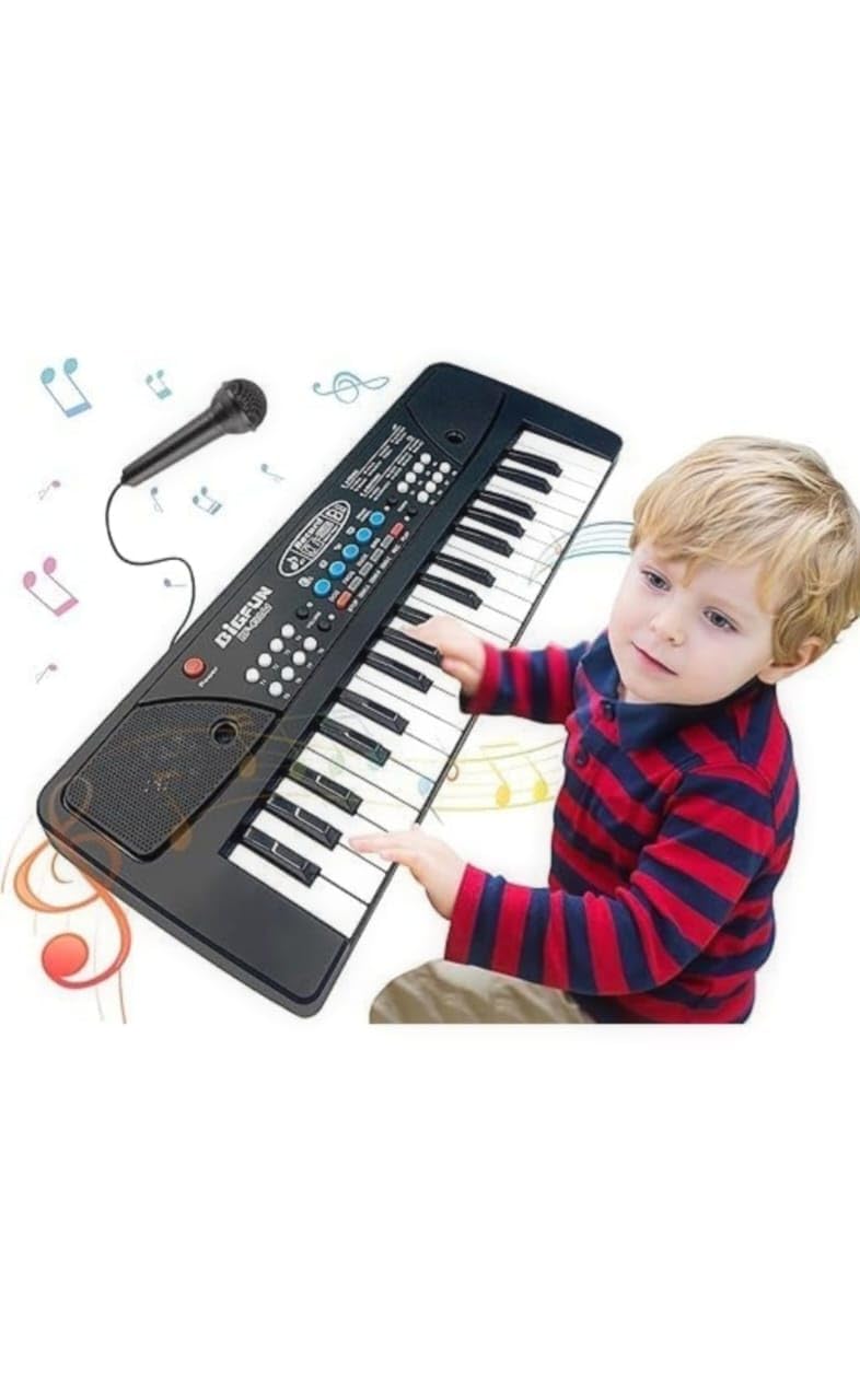 Rhythm Kids Piano With Mic & Portable Electronic Keyboard Musical Toy For Beginners Boys & Girls Ages 3-9 Years With Recording, 