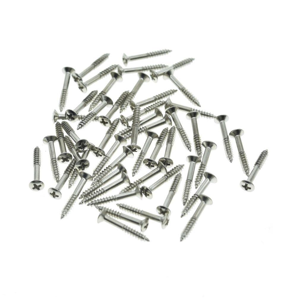 Kaish Pack Of 50 Guitar Humbucker Pickup Ring Mounting Screws Pickup Frame Surround Screws For Les Paul Sg Nickel