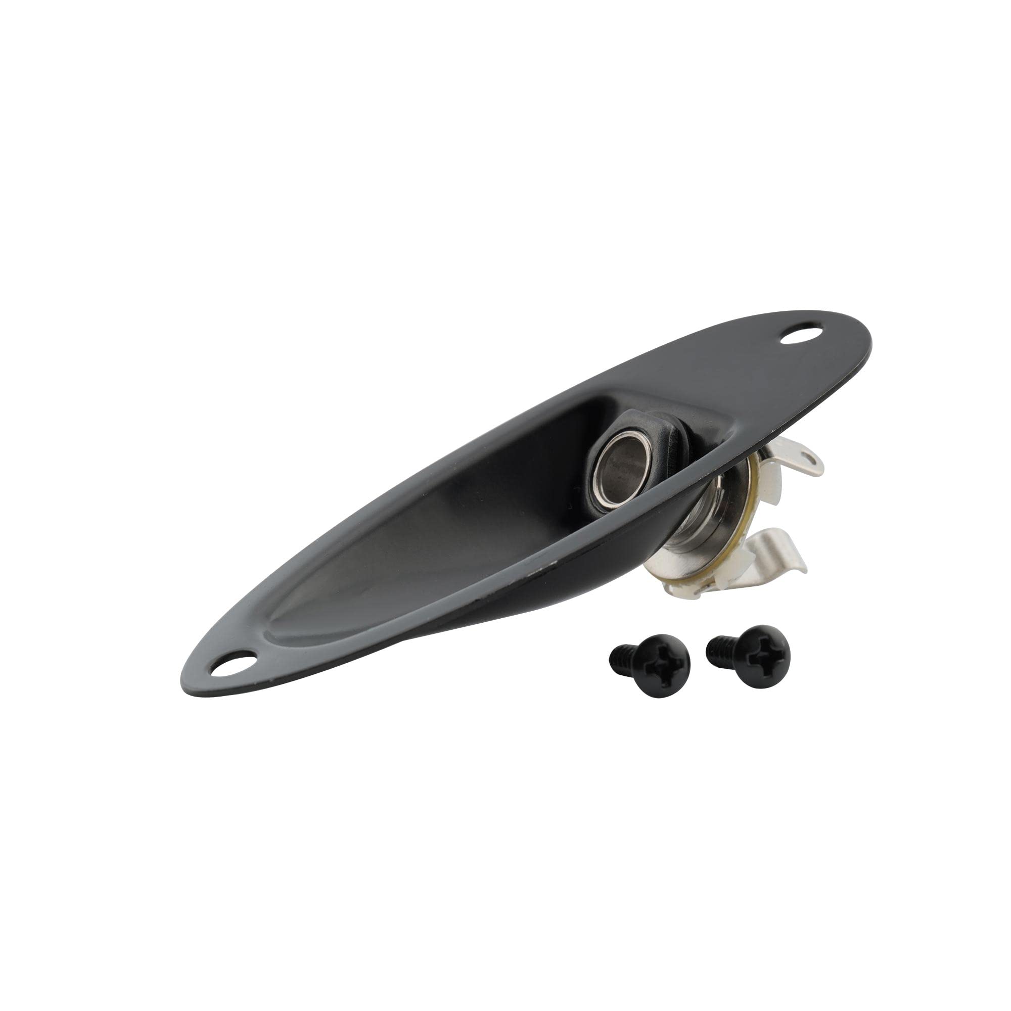 Musiclily 1/4'' Guitar Loaded Mono Output Jack Plate Input Socket For Fender Stratocaster Strat St Electric Guitar, Black