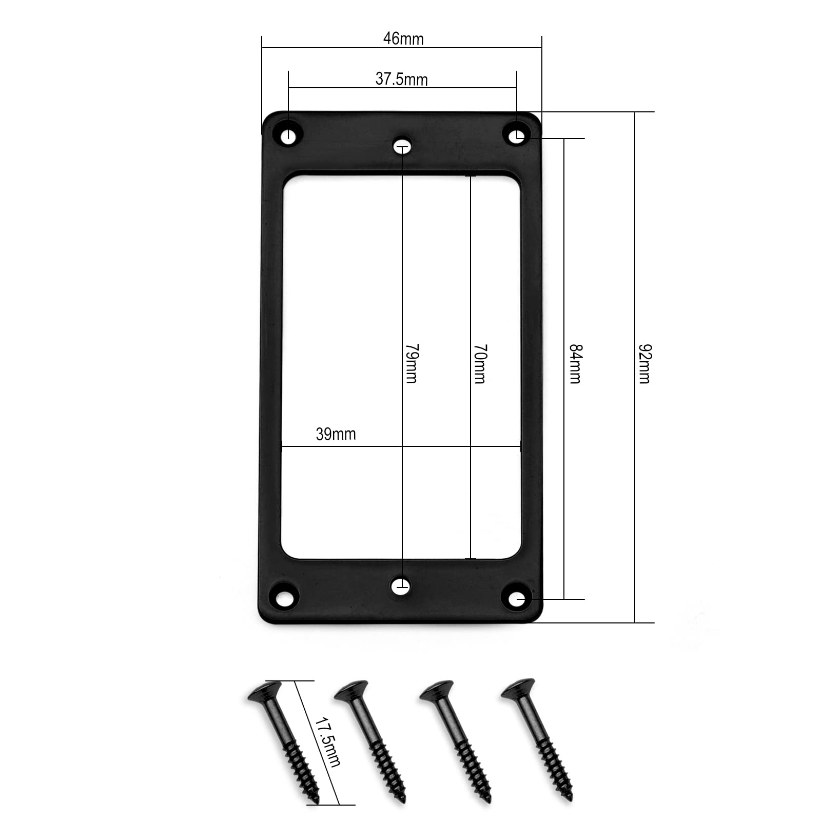 MAXCHEER 2PCS Metal Iron Flat Humbucker Pickup Ring for Electric Guitar Replacement (Black)