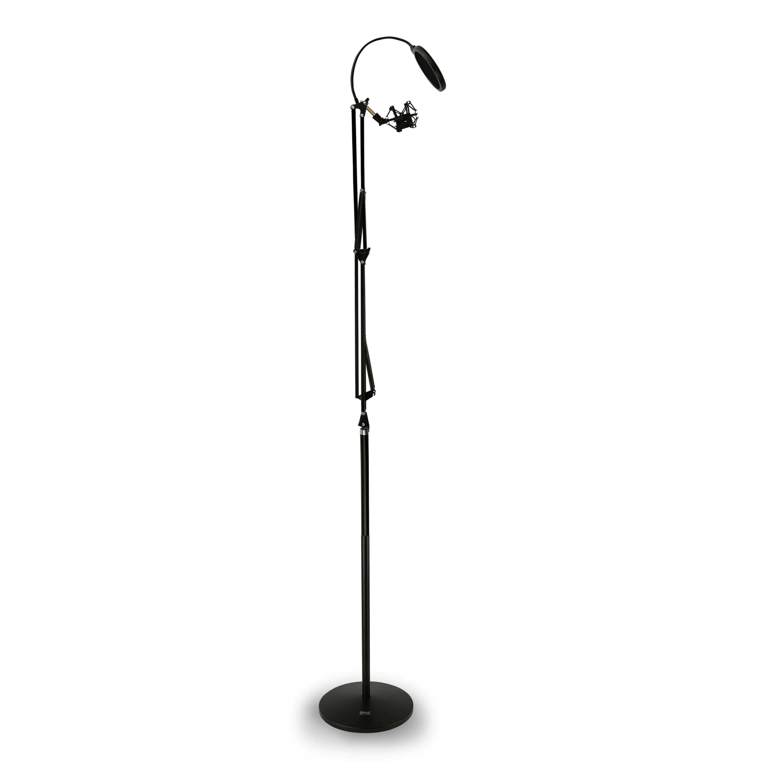 Pyle Microphone Boom Suspension Stand - Scissor Spring Arm Floor Mic Stand with Shock Mount & Pop Filter (PMKSH28),Black