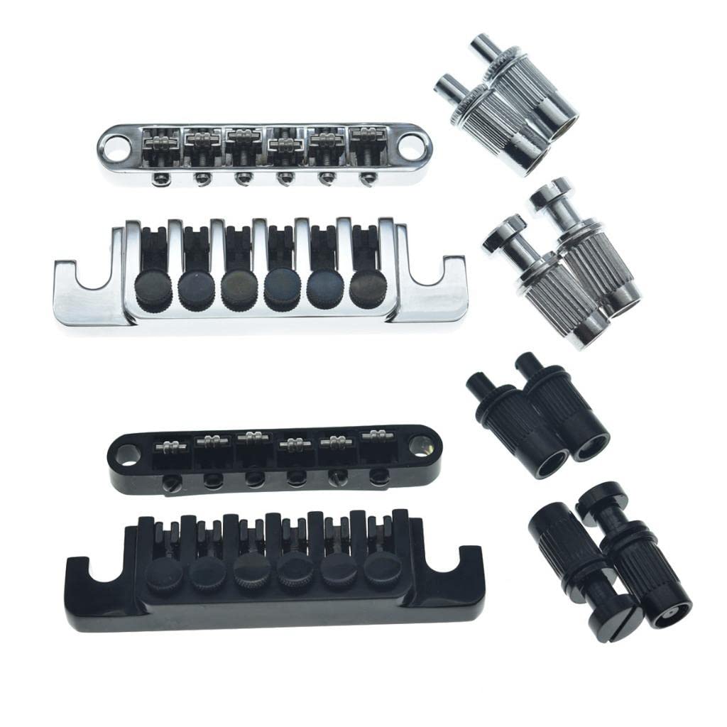 KAISH Black Guitar Roller Saddle Bridge Tune-O-Matic Bridge with TP-6 Style LP Stopbar/Bridge Tailpiece For Epiphone Les Paul LP