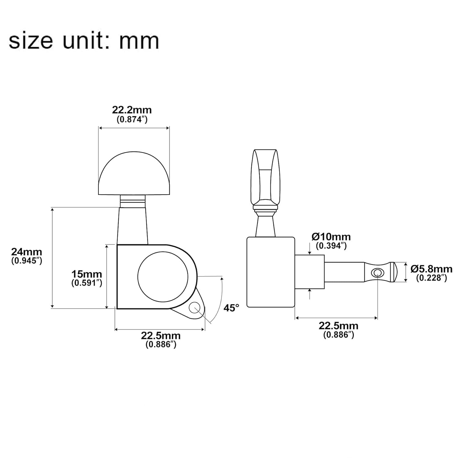 harpfeas 6 Pieces 6R Guitar tuner pegs,Big Semicircle Sealed guitar tuning pegs tuners machine heads,for Acoustic or Electric Gu
