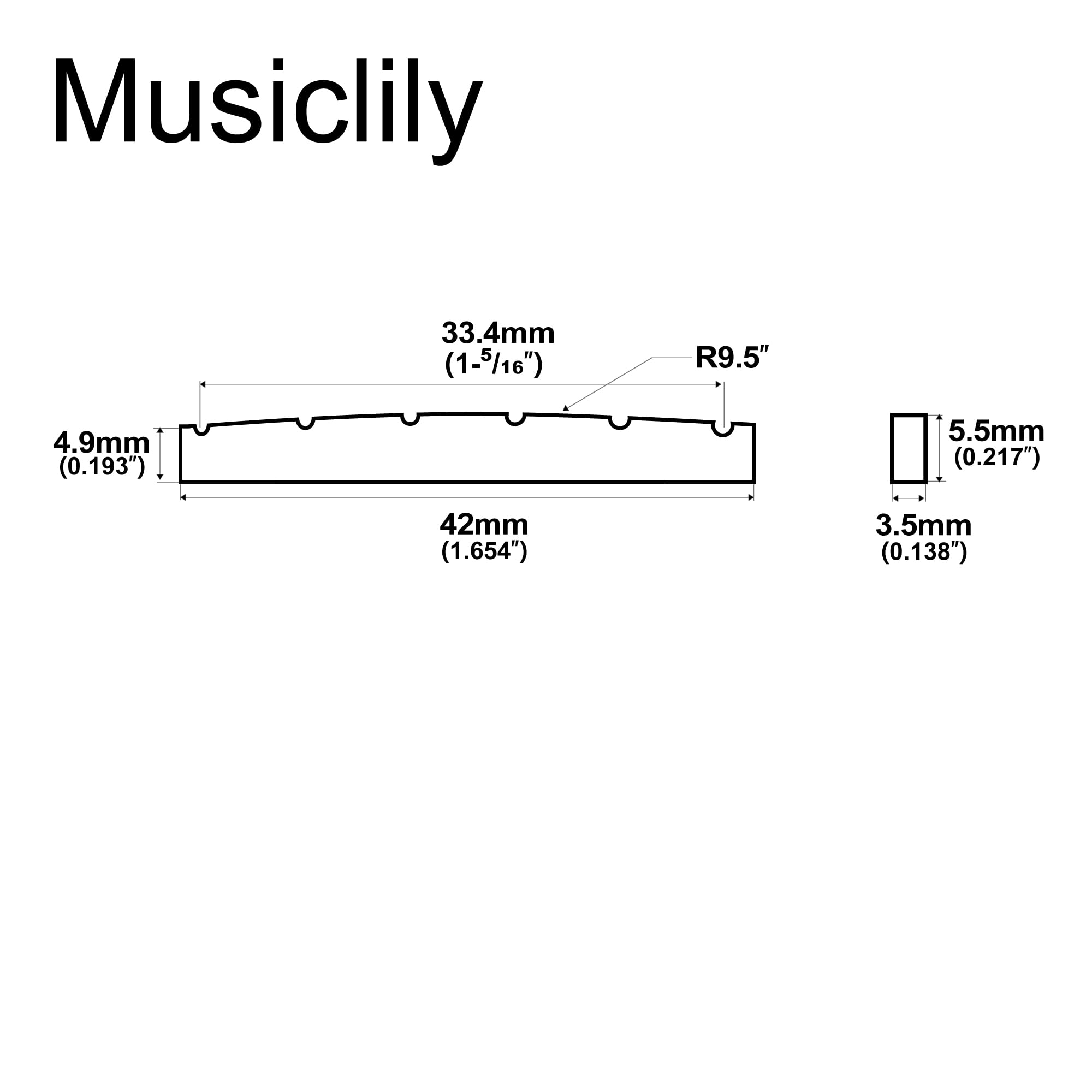 Musiclily Pro Urea Resin Plastic Slotted 42mm Strat Tele Electric Guitar Nuts Flat Bottom for 6-string Stratocaster/Telecaster G