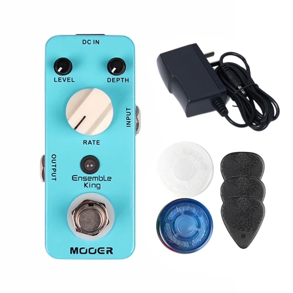 MOOER Ensemble King Guitar Analog Chorus Pedal, 9V 300mA Power Supply, Footswitch Toppers, Picks