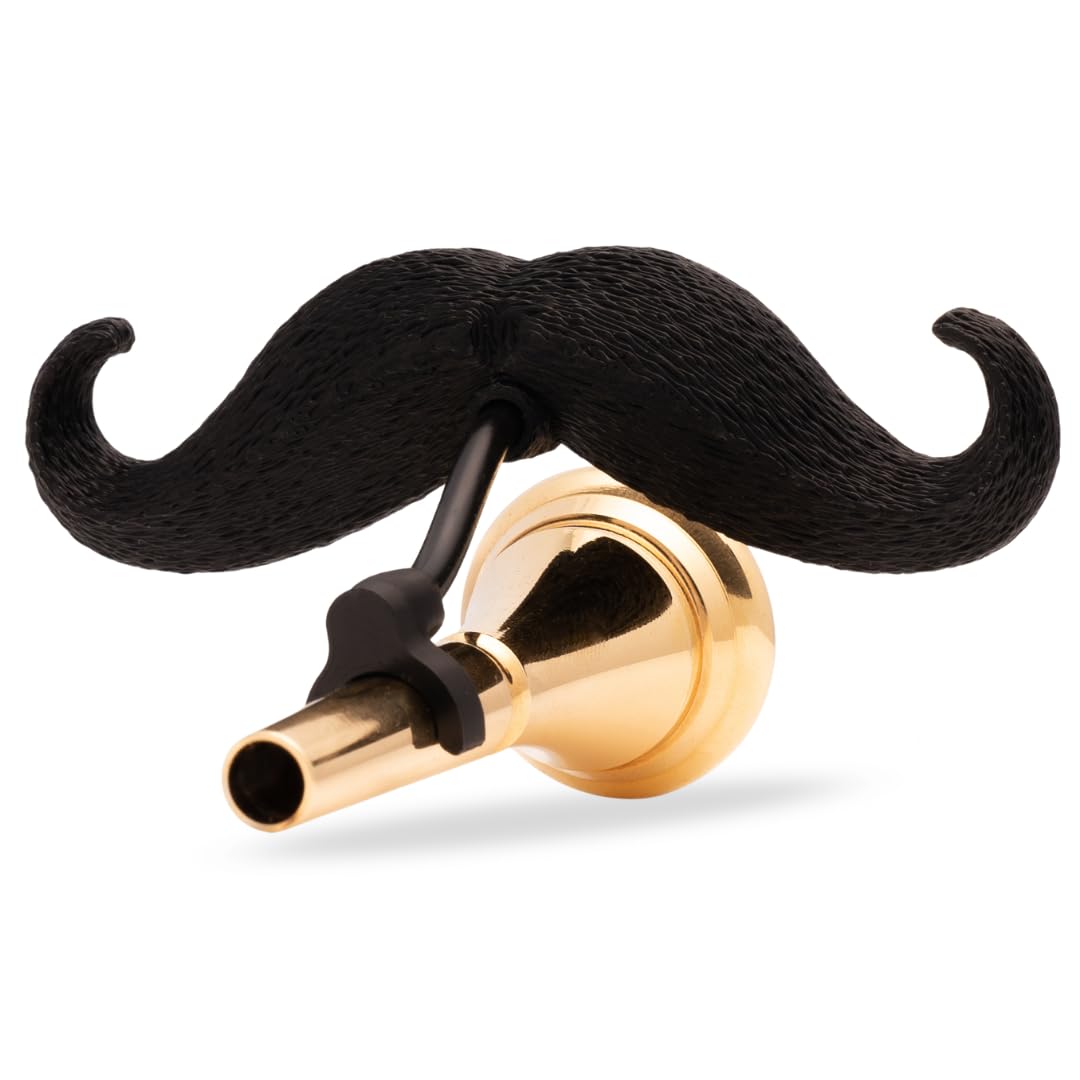 The Original Brasstache 2.0 - New (2024) Clip-on XL Mustache for Brass Mouthpiece, Gift Accessory for Trumpet, Trombone, French 