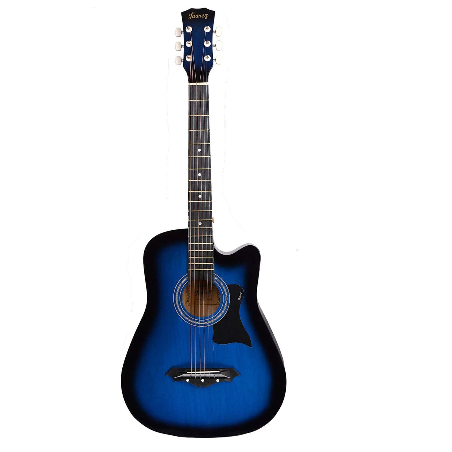 JUAREZ Engineered Wood Acoustic Guitar, 38 Inch Cutaway, JRZ38C/TBLSNA TRANSPARENT BLUE SUNBURST