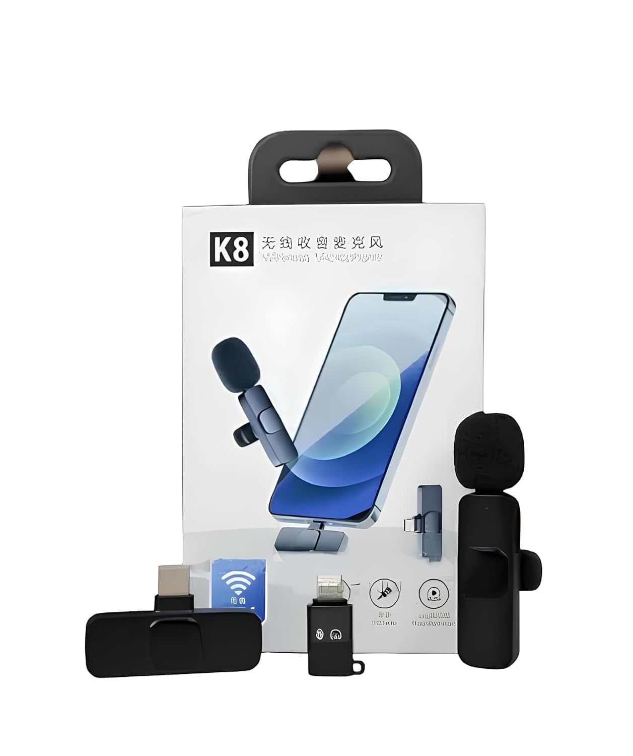 Kohzo Wireless Microphone 2-In-1 Lavalier Mic With Receiver For Iphone/Android Type-C Plug & Play Clip-On Mini Microphone For Yo