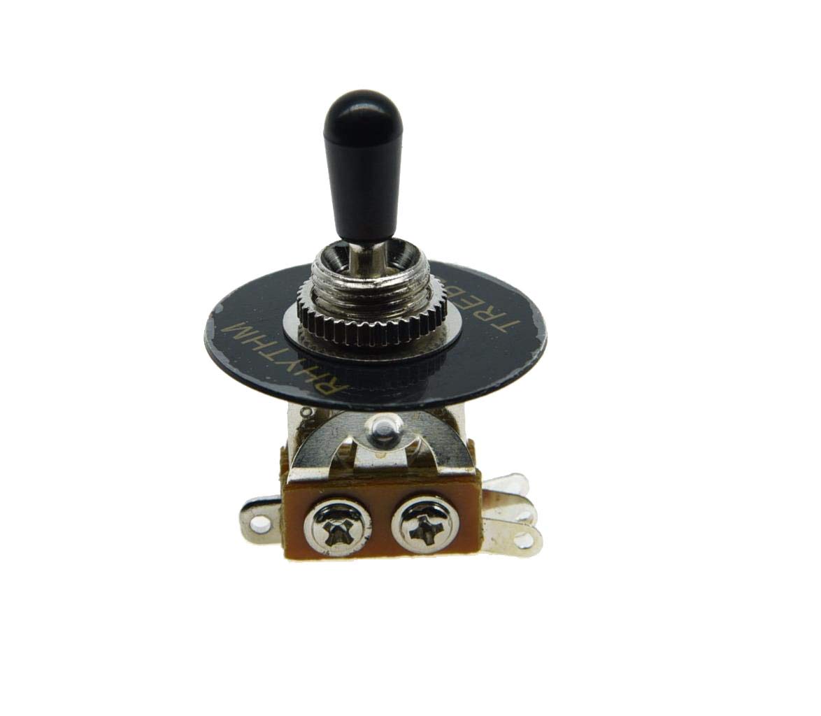 Dopro LP Guitar 3 Way Toggle Switch Chrome with Black Tip and RHYTHM TREBLE Plate for Les Paul