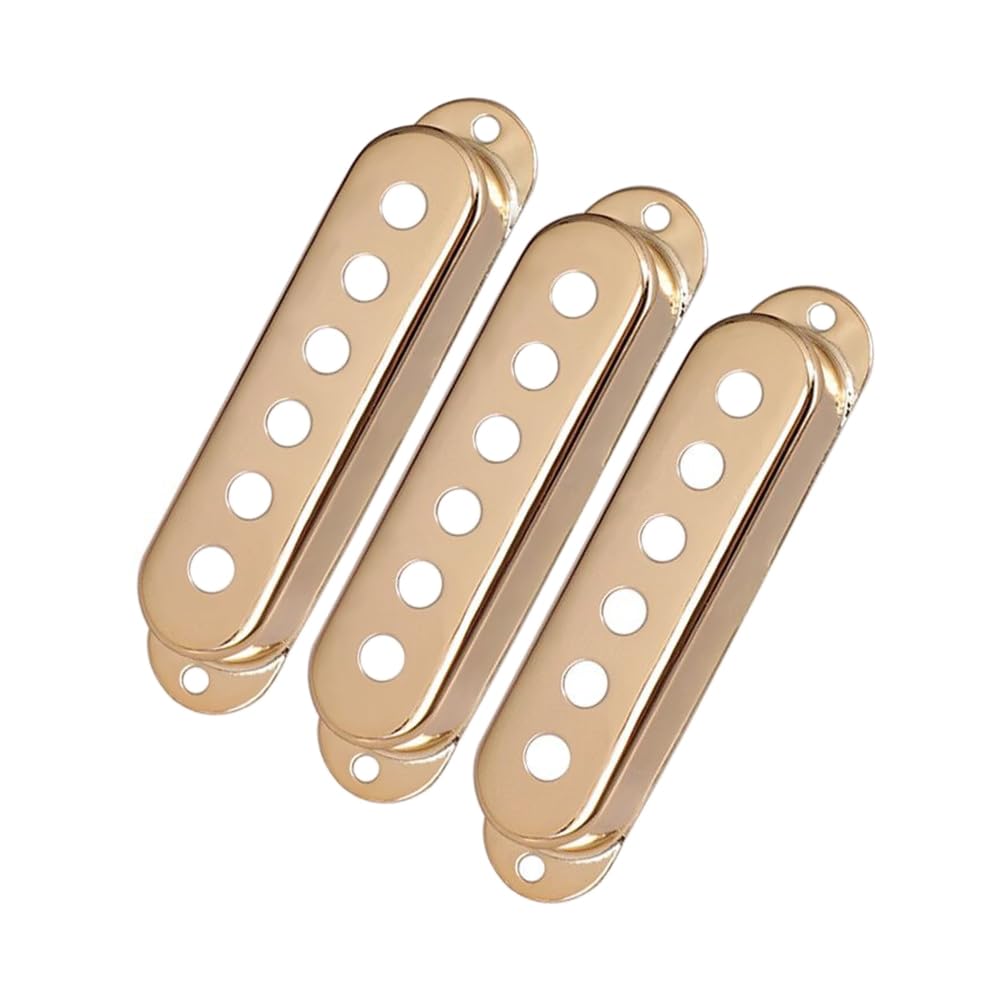 3pcs Different Brass Single Coil Pickup Covers For Fender Strat Squier Electric Guitar Parts 48 50 52mm(Gold)