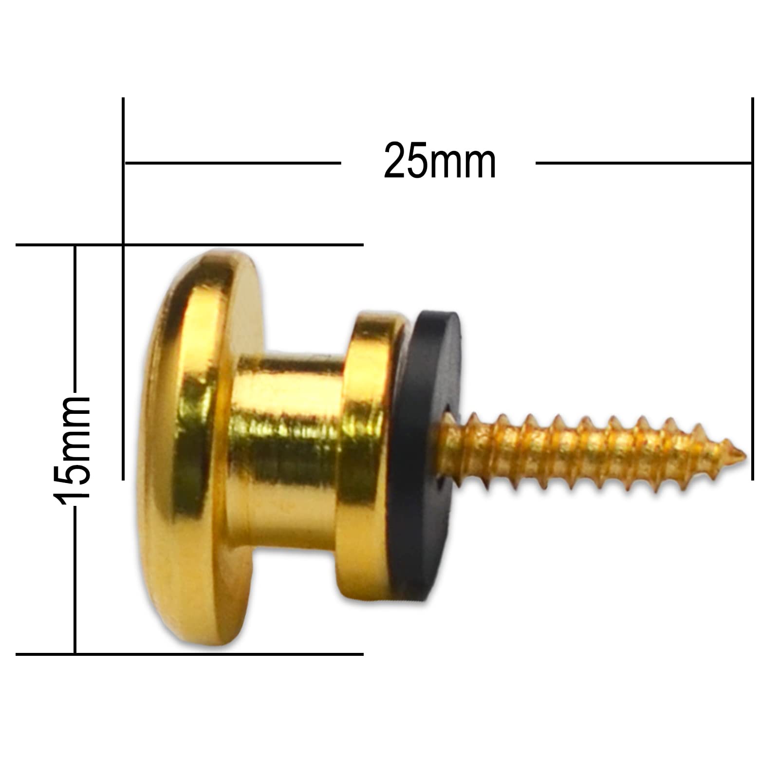 MAXCHEER 2PCS Mushroom Style Guitar Ukulele Bass Strap Lock Lock Metal Music Parts (Gold)