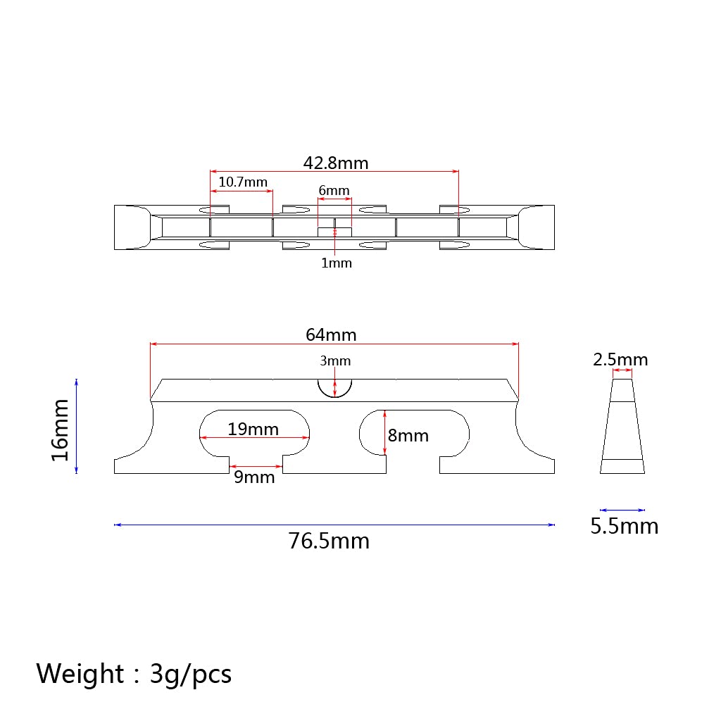 Alnicov 5 String Rose Wood Banjo Leader Bridge Saddle Pack of 2