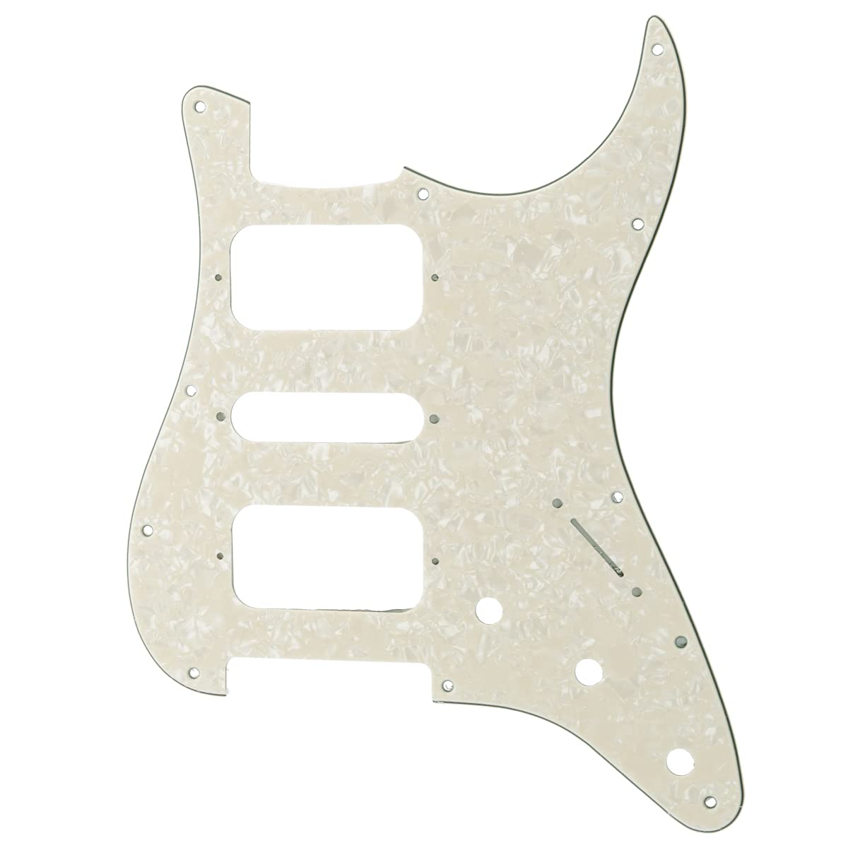 Musiclily Pro 11 Holes Round Corner Hsh Strat Pickguard For American/Mexican Fender Standard Stratocaster Electric Guitar, 4Ply