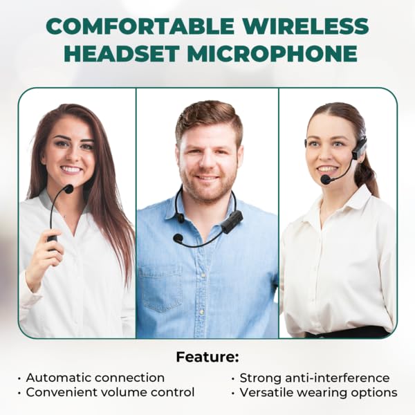 Voice Amplifier with Wireless Microphone & Speaker - Portable Bluetooth PA System, 30W Ultra-Light Rechargeable Hands-Free Megap