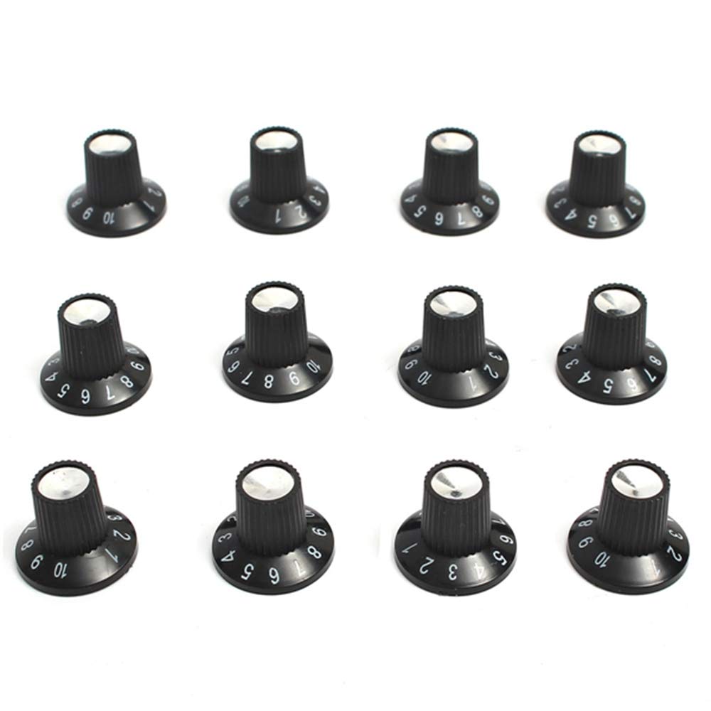 Fastrohy 12Pcs Guitar Amp Knob Amplifier Skirted Knobs Volume Tone Control For Fender, Black