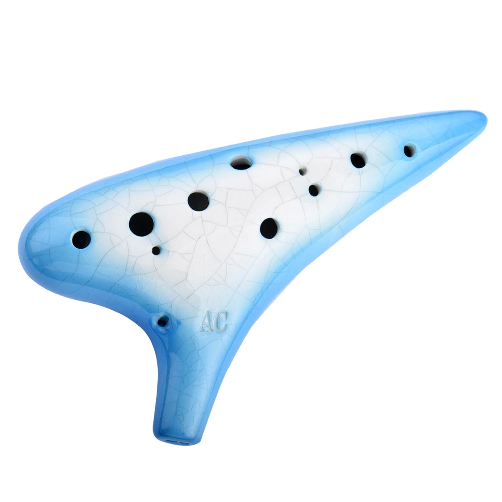 Joy of Wood Thrush 12 Hole Alto C Sweet Potato Ocarina Pottery Ocarina with a Protective Bag and Songbooks (Gradient Blue)