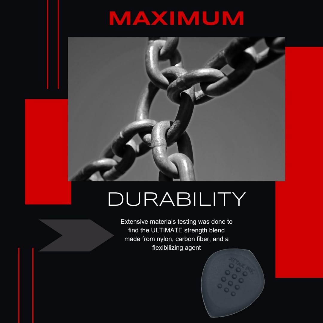 Acoustik Attak STEALTH XL Structured Guitar Pick - Large Beveled Guitar Picks, Unique Tone (10 Pack, Black)