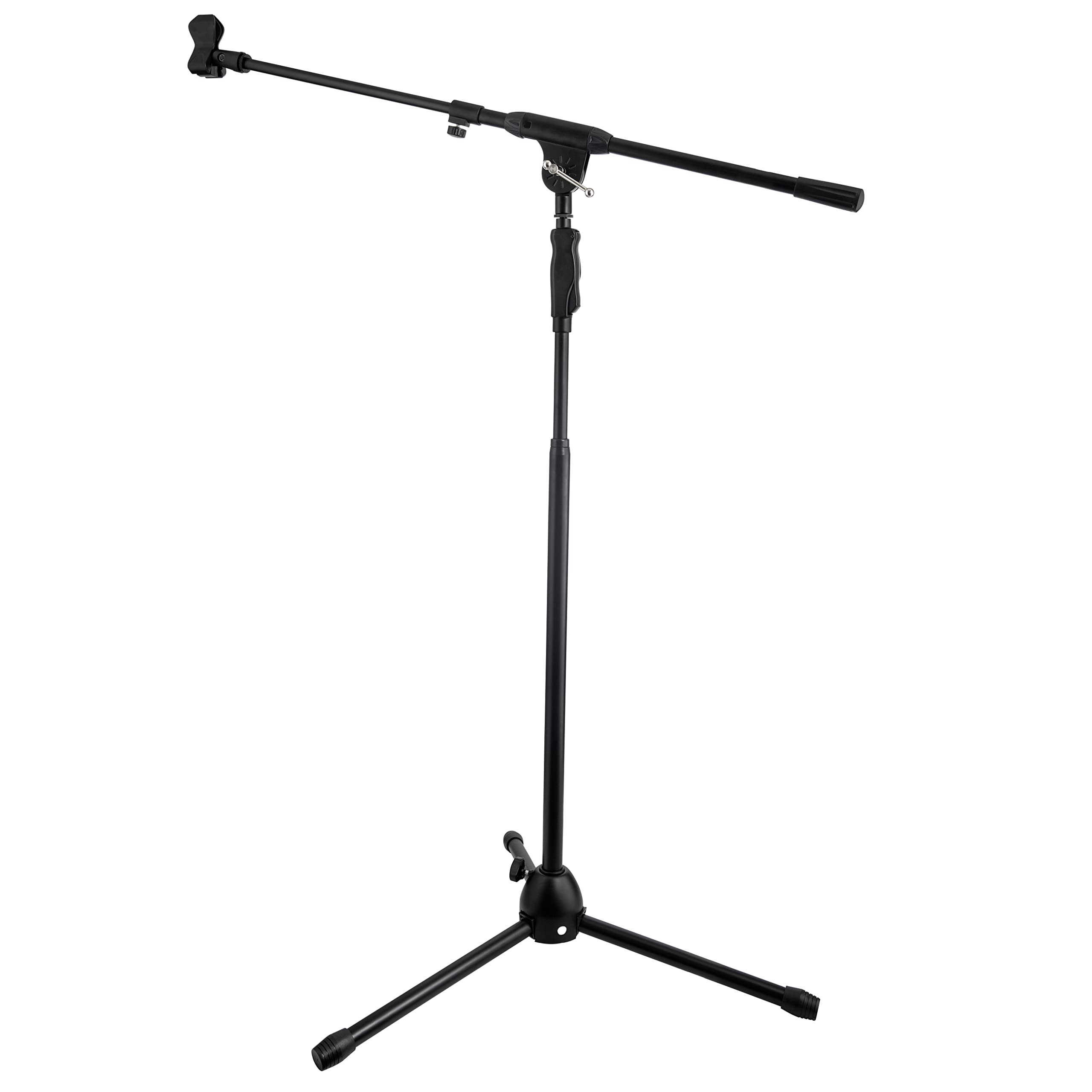 Clef Audio Labs Boom Mic Stand, One-Handed Clutch Height Adjustment, Tripod Microphone Stands - Cable Management Clips, Universa