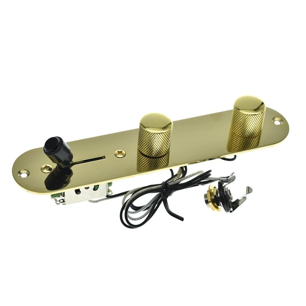 Dopro Loaded Control Plate Pre-Wired 3-Way Control Plate with Wiring Harness for FD Tele/Telecaster Guitars Gold