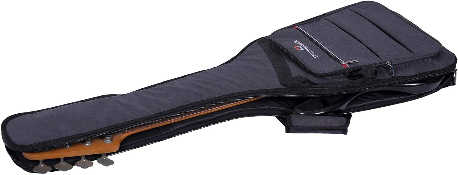 Crossrock CRSG107B Bass Guitar Bag, 10mm Padding, Backpack Available,Dark Grey (CRSG107BGR)