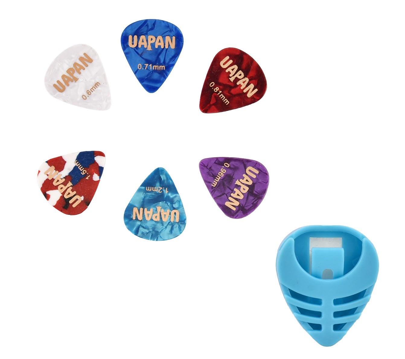 Uapan Guitar Celluloid Picks, 6 Pieces And 1 Multicolor Holder, Plectrum Set For Guitar Accessories (6 Plectrum Pics Guitar Acce