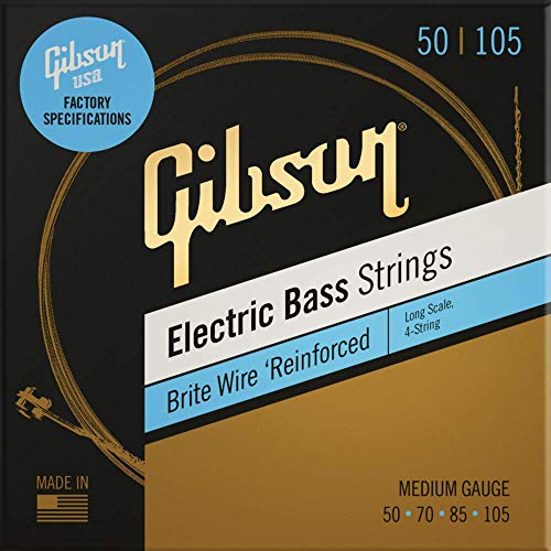 Gibson Long Scale Brite Wire Electric Bass Strings, 4-String - Light
