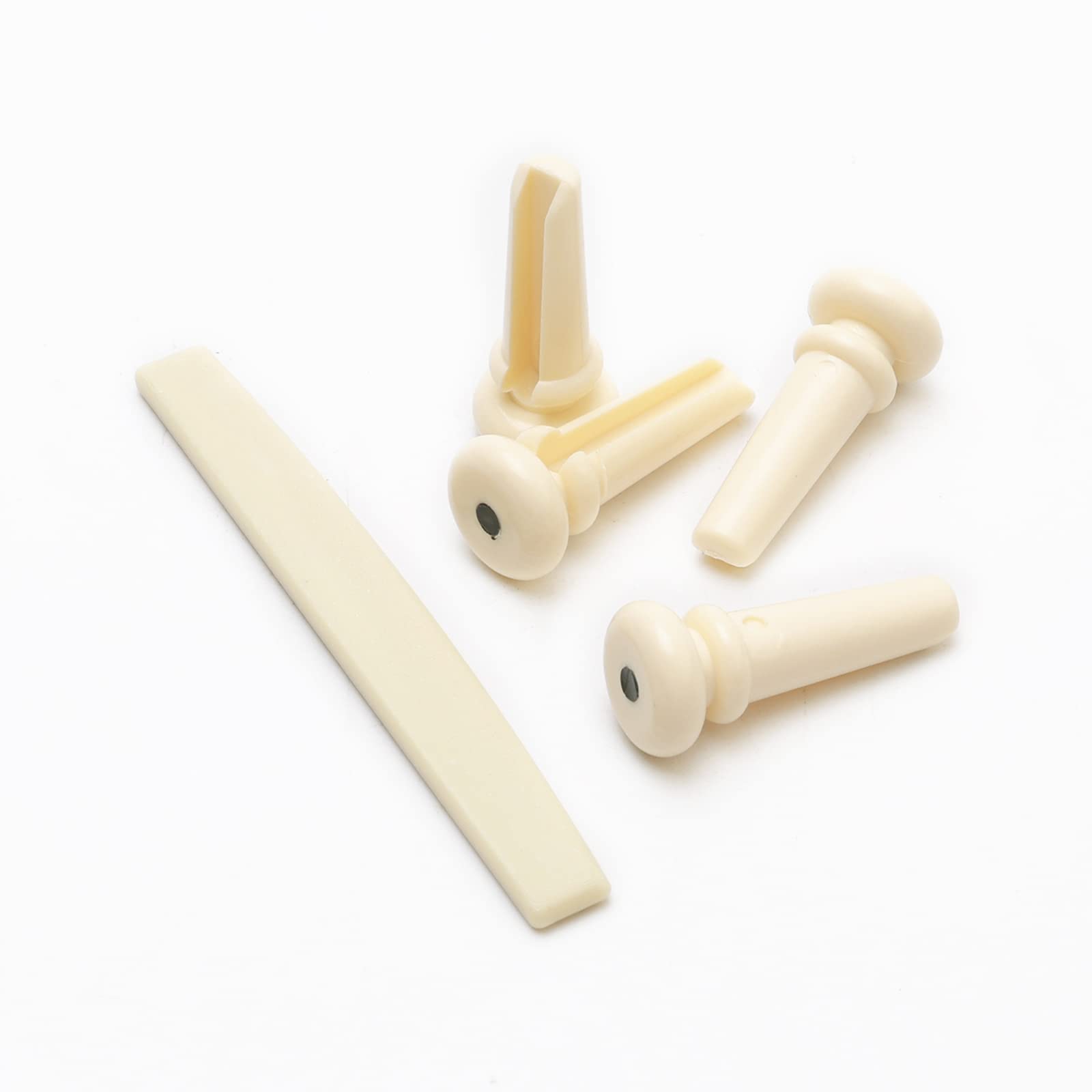 Unxuey Acoustic Guitar Bridge Nut with 4pcs Guitar Bridge Pins for 4 String Bass Part Replacement