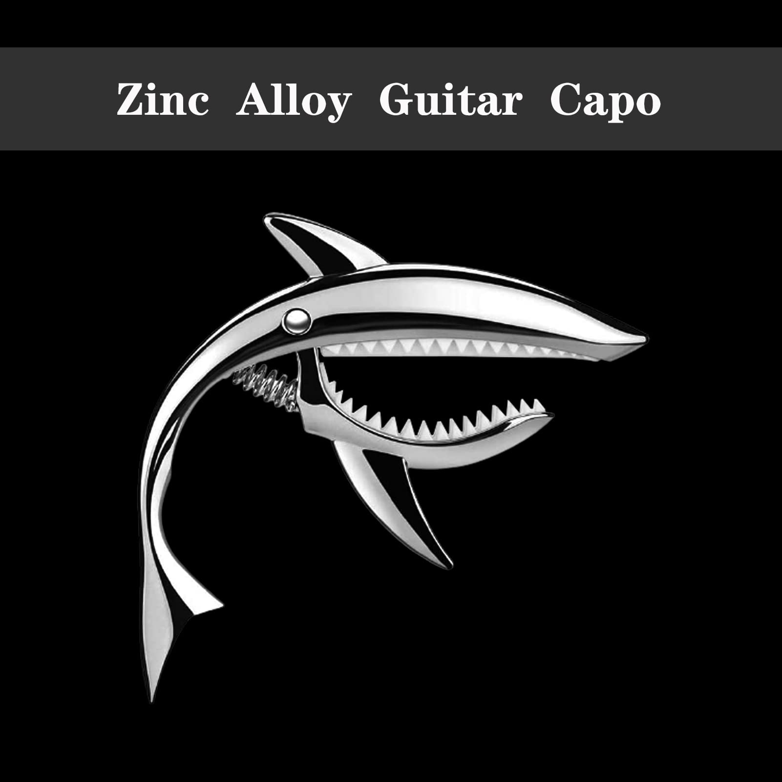 Shark Guitar Capo Pretty Cool Capo for Electric Acoustic Classical Guitar Ukulele Zinc Alloy Spring Capo (silver)