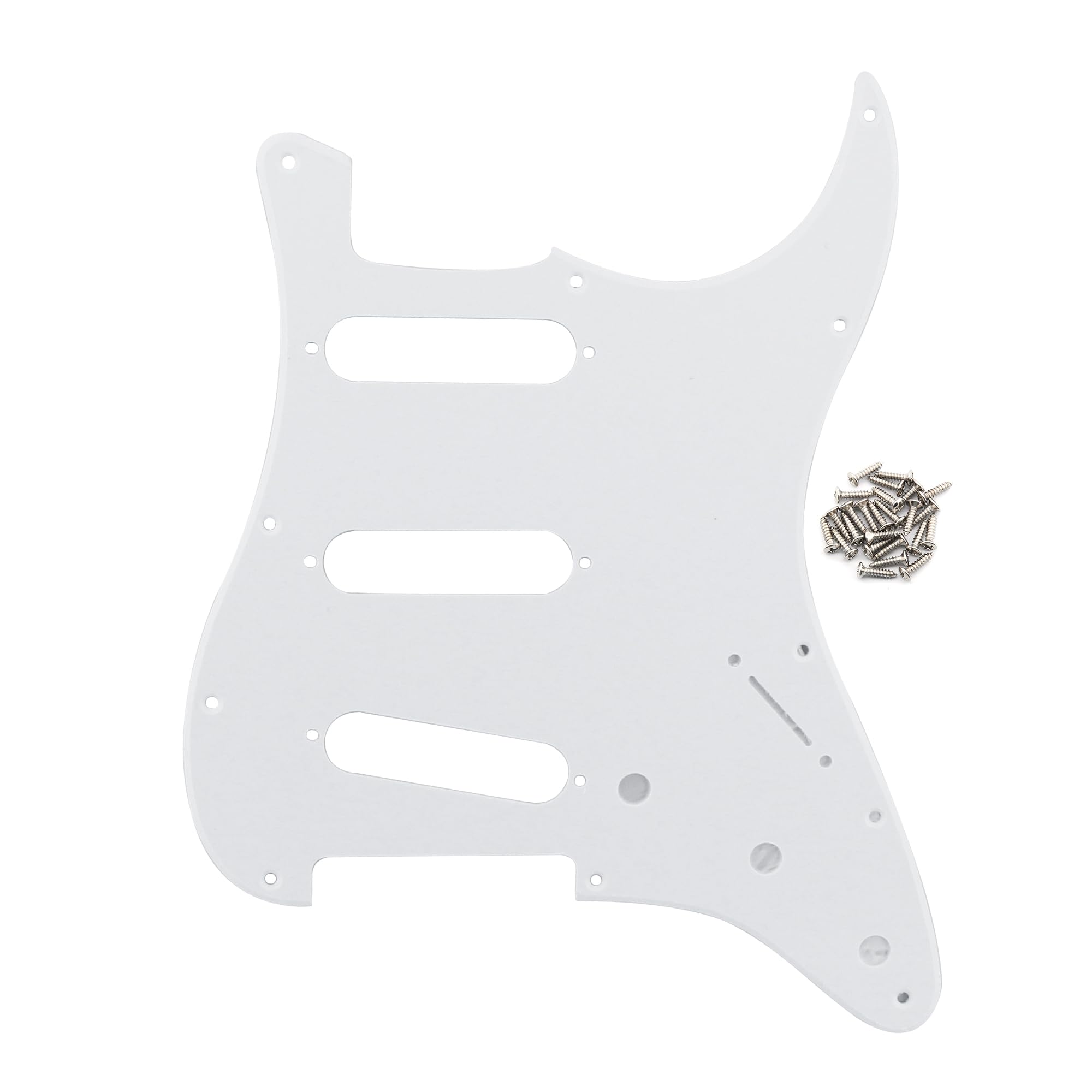 FLEOR 11 Holes ST Style Pickguard SSS Guitar Pickguard Pick Guard Scratchplate with Screws Set,1Ply White