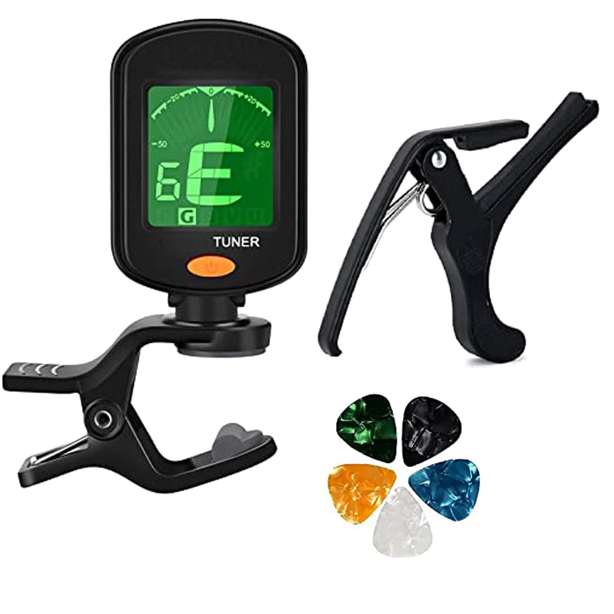 Device Of Urban Infotech Guitar Tuner Clip On Chromatic Digital Tuner With Guitar Capo Metal Alloy Spring Guitar Capotastos For 