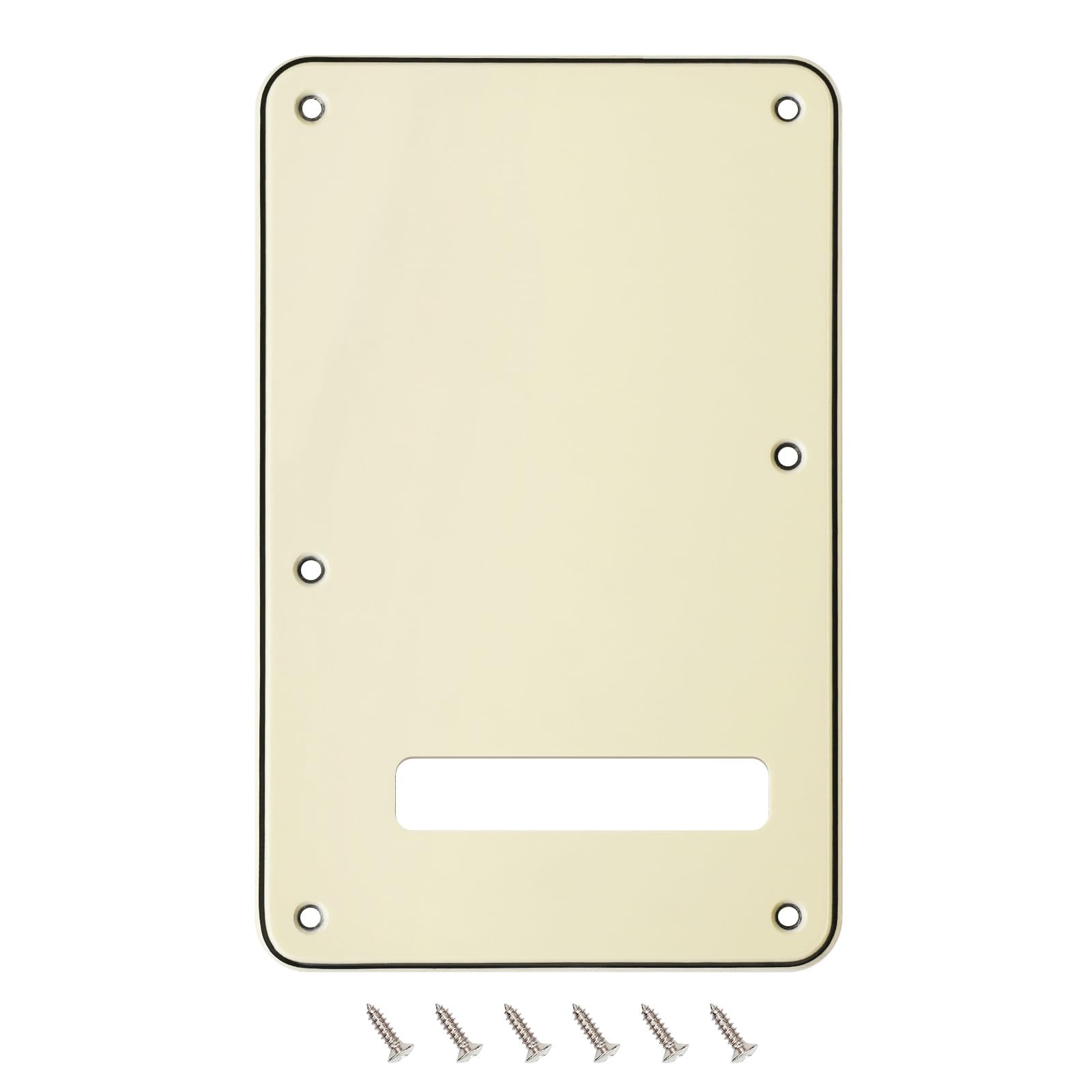 Banworks Electric Guitar 3 Ply Backplate 6-Hole Trem Tremolo Cover For Usa/Mexican Fender Standard Strat St Jt/Hgb-01 Cream