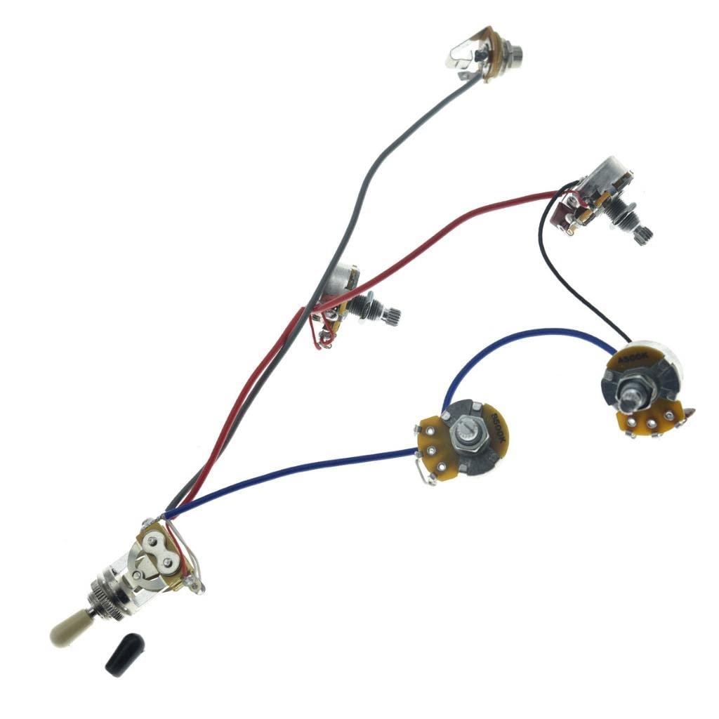 Guitar Prewired Wiring Harness Humbucker Solderless Wiring Harness 2V2T with 500K Pots and 3 Way Toggle Switch For SG G-400 Seri