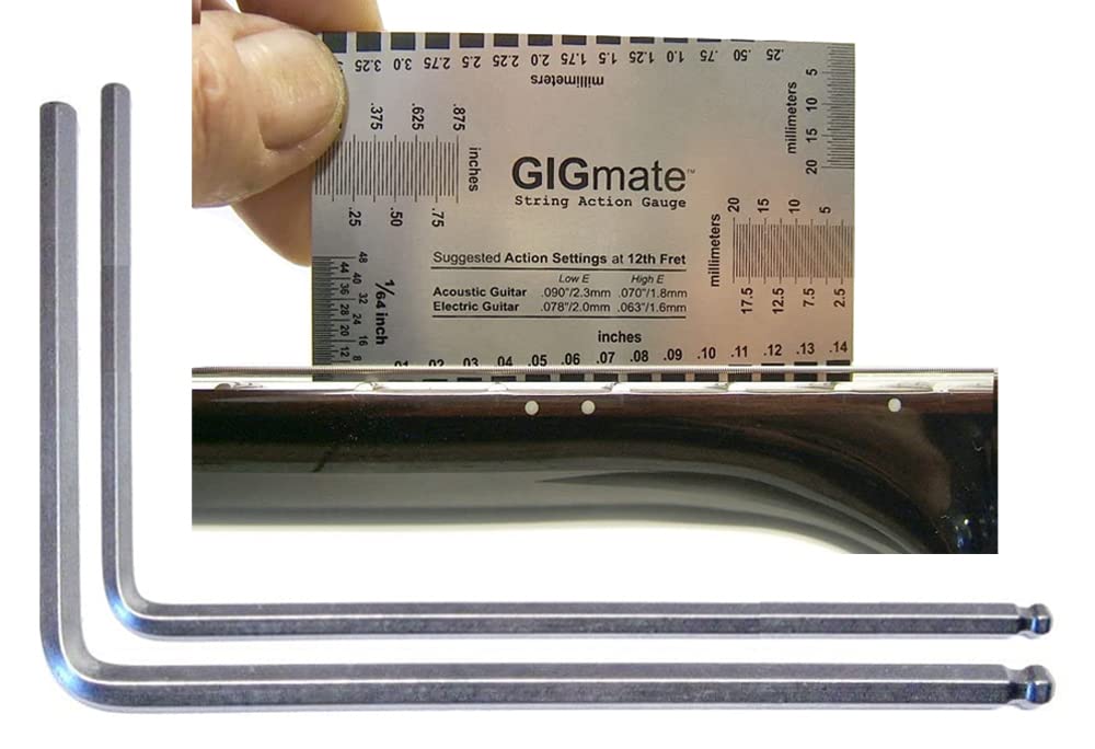 Guitar Set Up Tool Combo. 5Mm + 4Mm Ball End, Martin, Takamine Truss Rod Wrenches And String Action Gauge