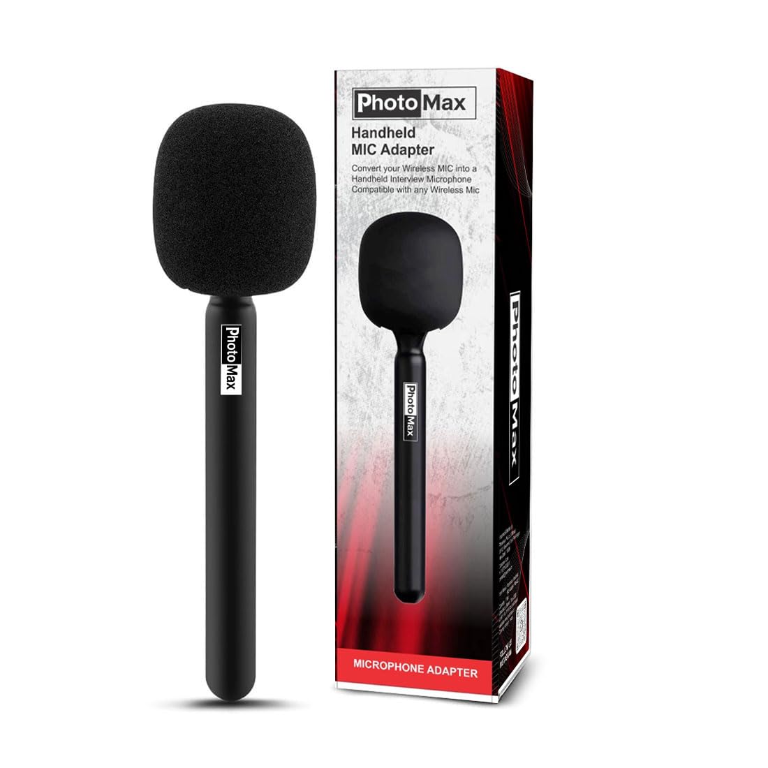 Photo Max Mic Logo Station Pma-02 - Self-Adjusting Mic Flag For Wireless Microphones, And Foam Windshield To Reduce Wind Noise P