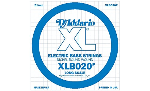 D'Addario Xlb020P Plain Steel Bass Guitar Single String, Long Scale.020