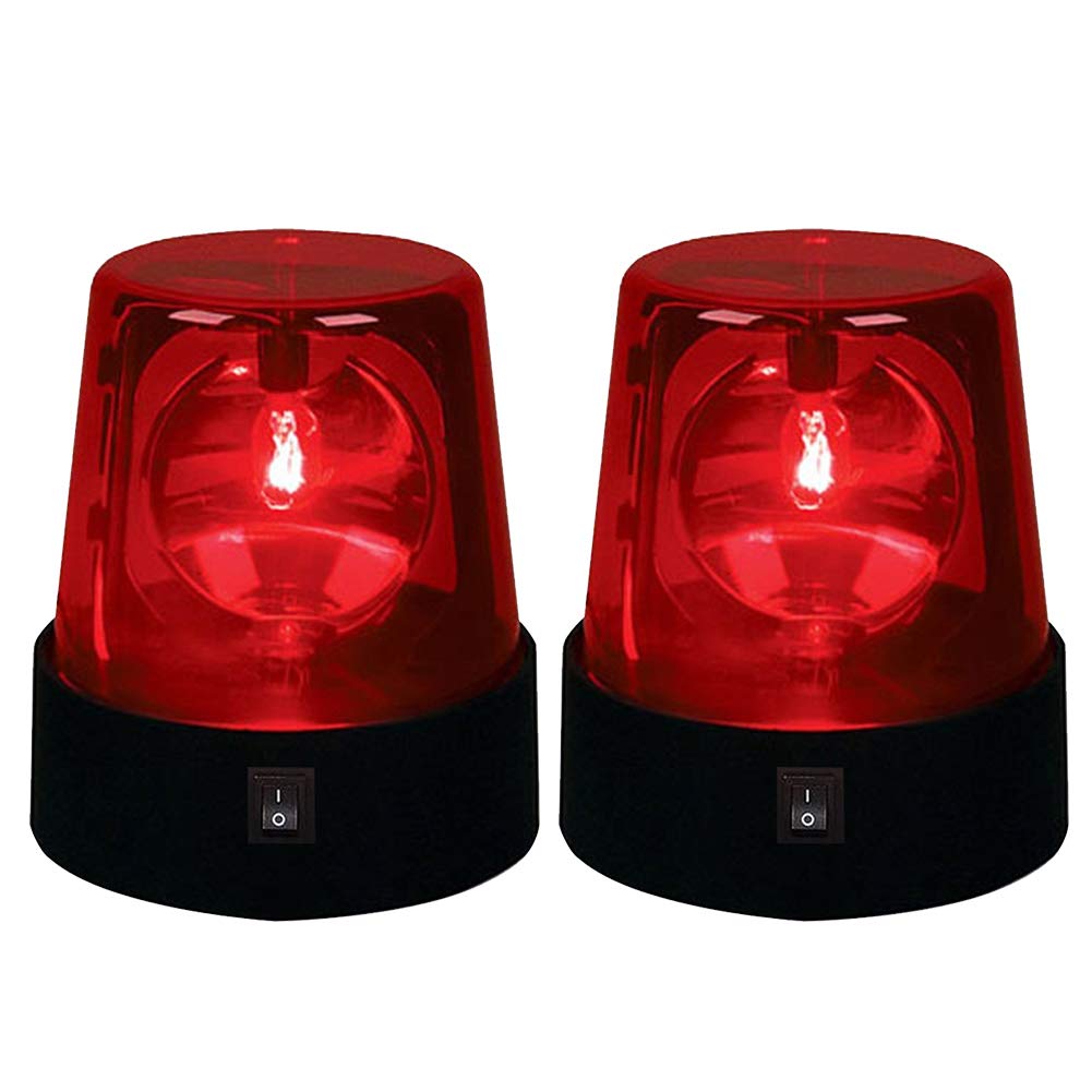 LED Strobe Light, 360 Rotating DJ Flashing Stage Effect, Battery Powered Car Siren, Disco Party Rotating Lamp (Red, 2pcs)