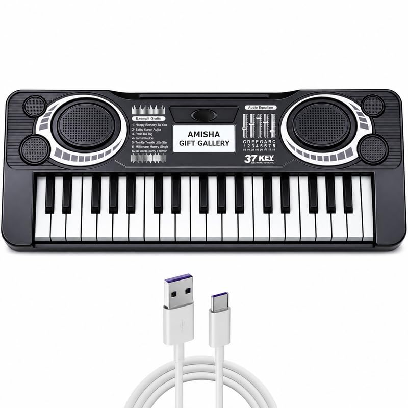 Amisha Gift Gallery 37 Keys Kids Piano Keyboard Toy With 2 Modes | Electronic Musical Instrument With Indian Tunes & Piano | Usb