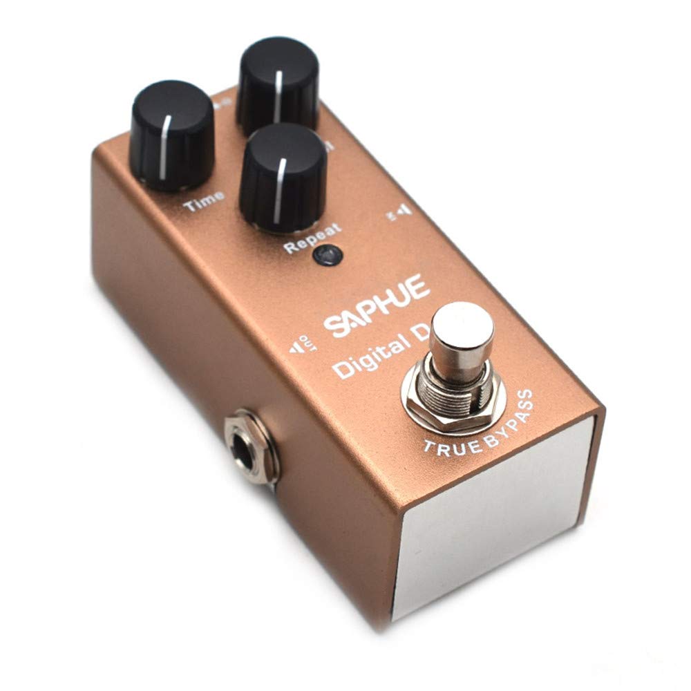 Saphue Digital Delay Guitar Effects Pedal Effect Pedals Time/Level/Repeat Knob With Steel Metal Shell Mini Single Type Dc 9V Wit