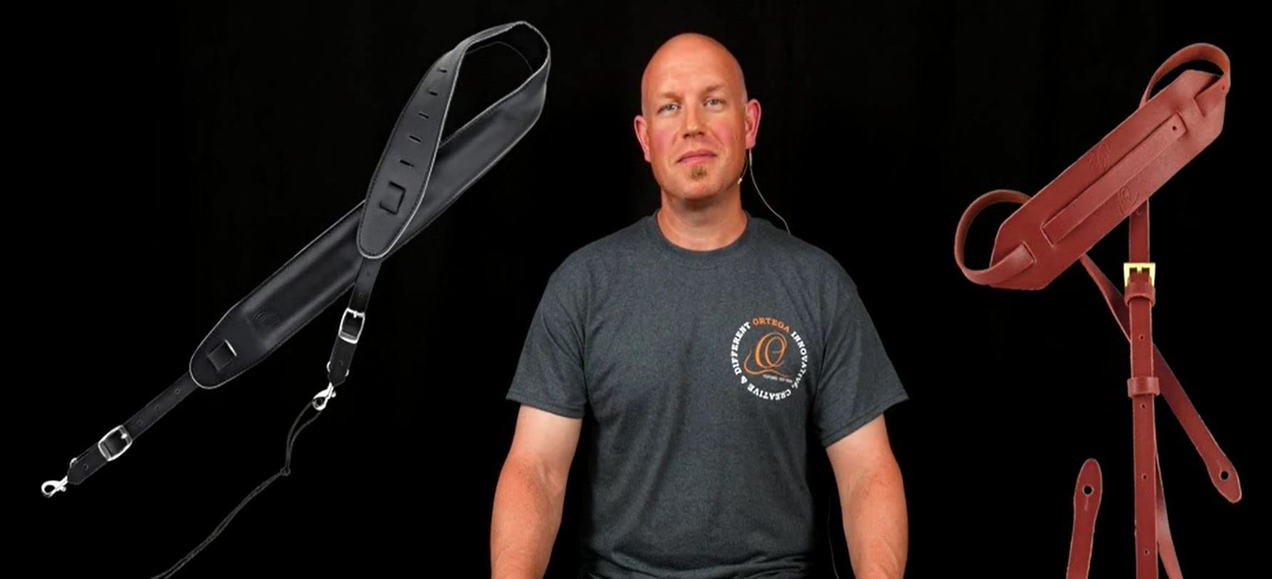 Ortega Guitars Standard Leather Mandolin Strap (OSM-BK)