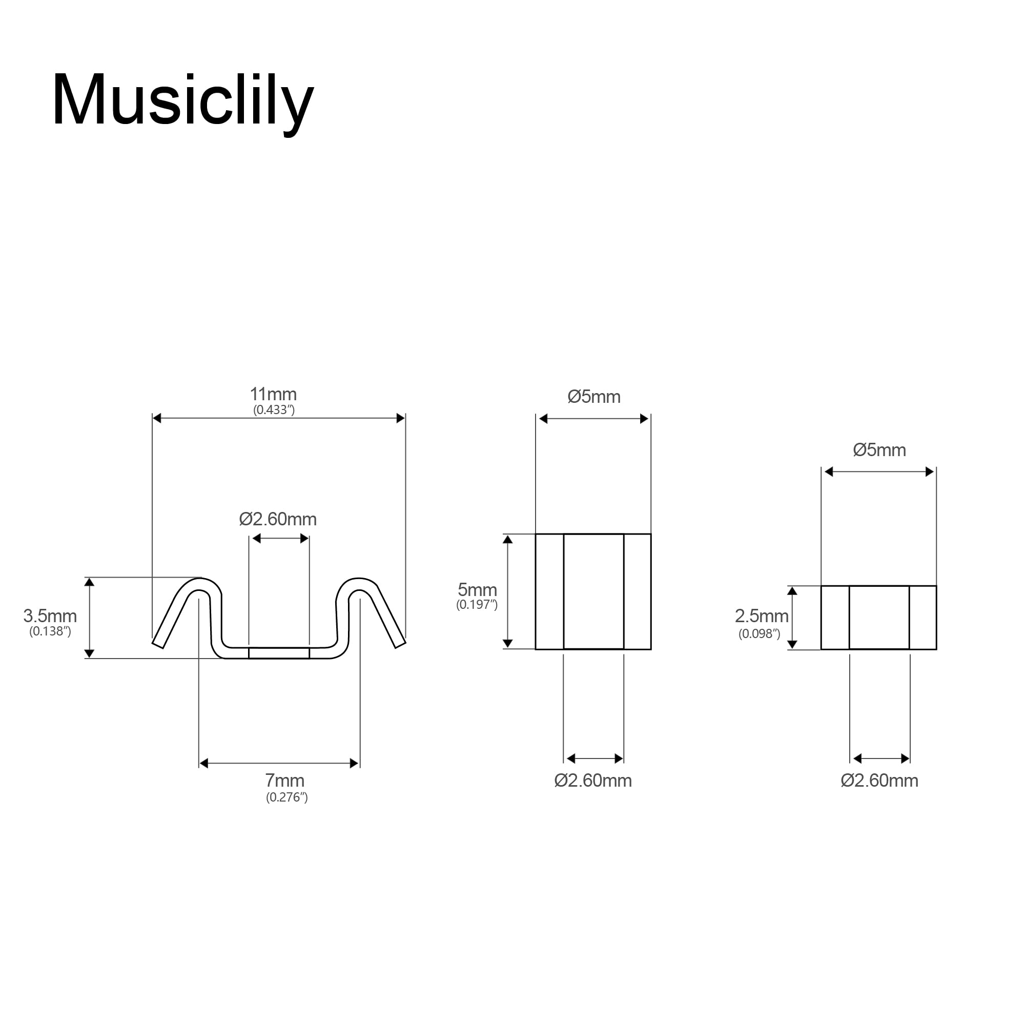Musiclily Metal Vintage Style Guitar String Trees Guides Retainers for Fender Strat or Tele Style Electric Guitar, Black(Set of