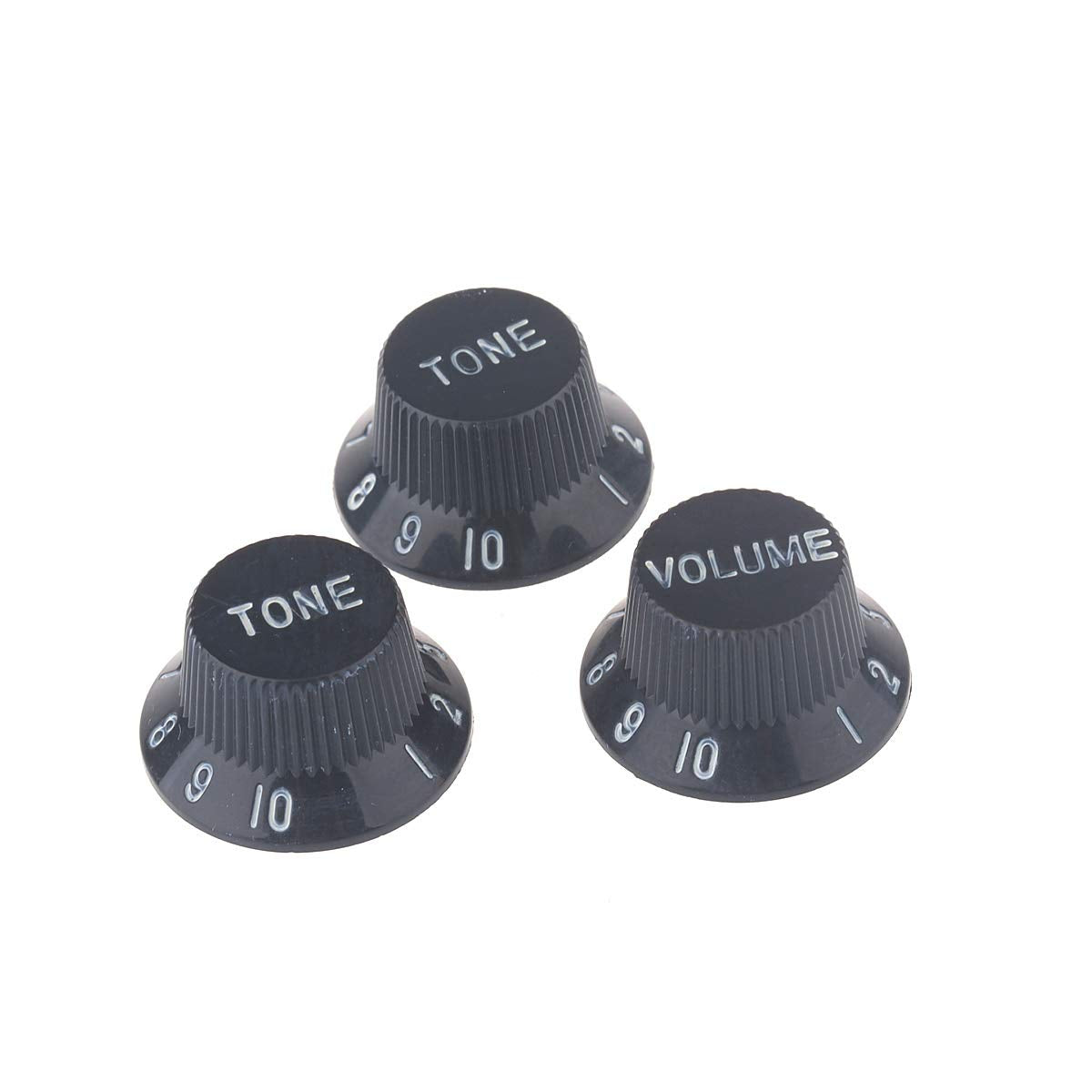 Musiclily Plastic 6Mm Strat Knobs 1 Volume And 2 Tone Control Knobs Set For Fender Squier Stratocaster Electric Guitar,Black