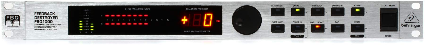Behringer FEEDBACK DESTROYER FBQ1000 Automatic and Ultra-Fast Feedback Destroyer/Parametric EQ with 24 FBQ Filters