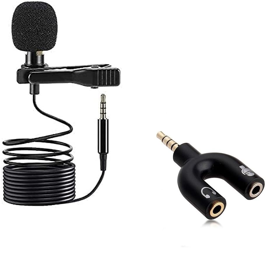 NOCXTUN Microphone 3.5mm Collar Mic, Professional Clip-on Condenser Mic for Smartphones, PC, Recording YouTube,Interview, Video 